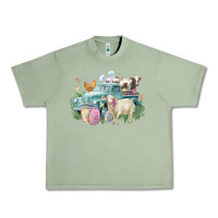Oil Green Easter truck farm animals Easter Day Urban Heavy Tee - HowdyJamesFarm