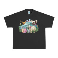 Pigment Black Easter truck farm animals Easter Day Urban Heavy Tee - HowdyJamesFarm