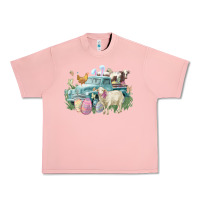 Salmon Easter truck farm animals Easter Day Urban Heavy Tee - HowdyJamesFarm