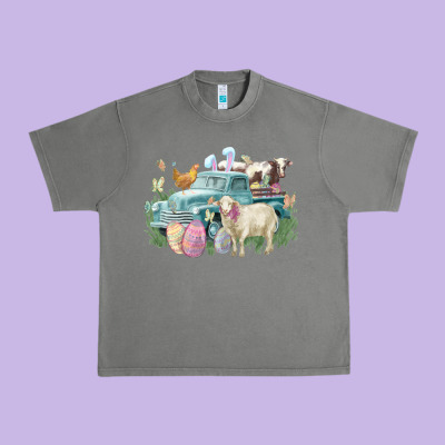 Easter Truck Farm Animals Easter Day Urban Heavy Tee Designed By Howdyjamesfarm