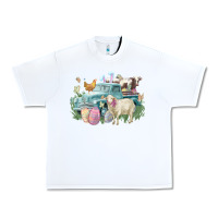 White Easter truck farm animals Easter Day Urban Heavy Tee - HowdyJamesFarm