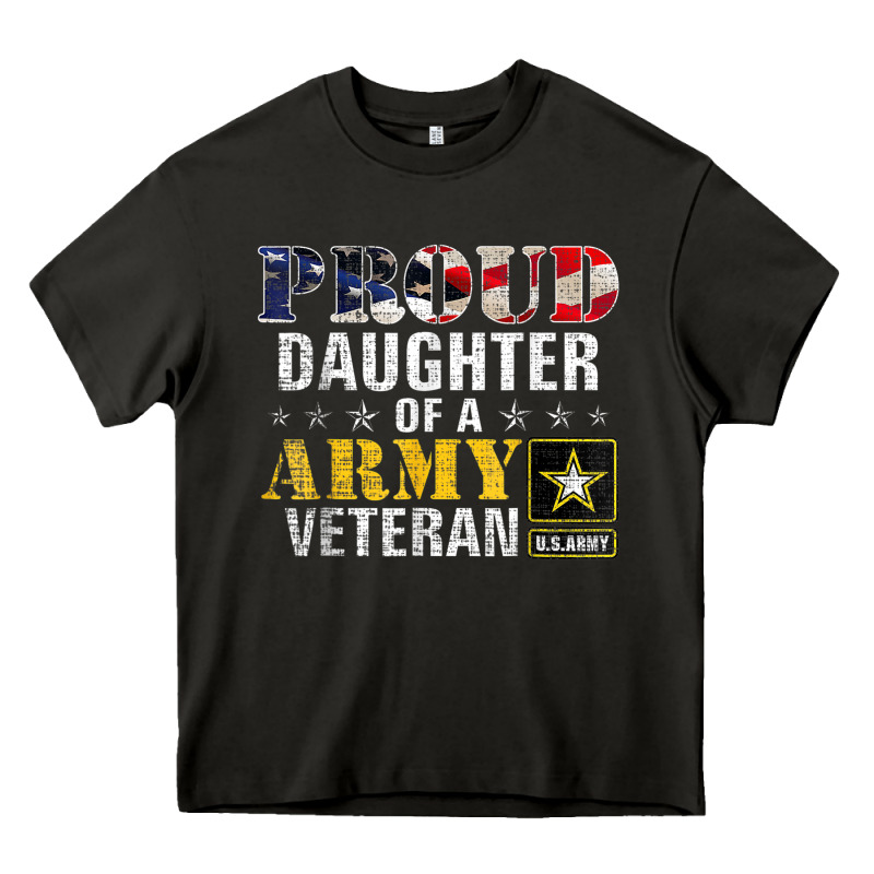 Proud Daughter Of A Army Veteran American Flag Military Gift Heavy Core Tee by longCreatives | Teevron