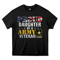 Black proud daughter of a army veteran american flag military gift Heavy Core Tee - longCreatives