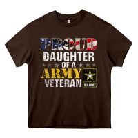 Chocolate Brown proud daughter of a army veteran american flag military gift Heavy Core Tee - longCreatives
