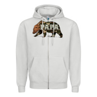 Dove Grey bear papa Zipper Hoodie - Artiststas
