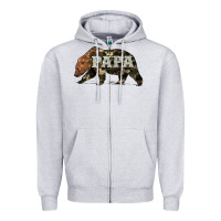 Heather Grey bear papa Zipper Hoodie - Artiststas