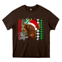 Chocolate Brown Merry Christmas Cow Heavy Core Tee - Bettercallsaul