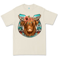 Highland Cow Serape Floral Headband Horseshoe Premium Tee | Teevron