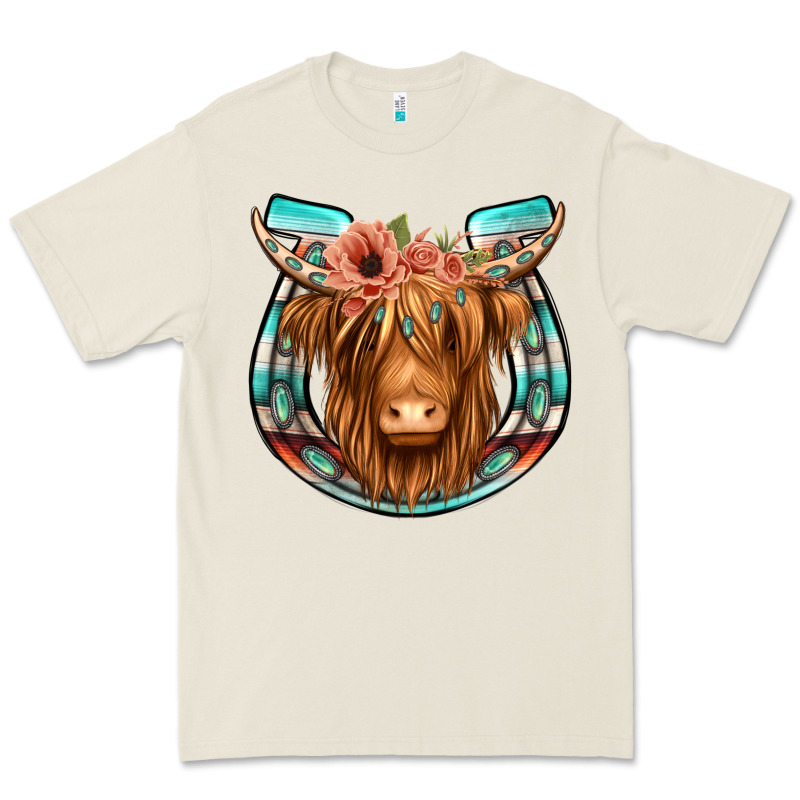 Highland Cow Serape Floral Headband Horseshoe Premium Tee by Jasminsmagicworld | Teevron