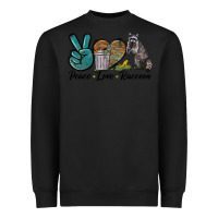 Black Peace love raccoon Heavyweight Sweatshirt - LillyAllenDesigns