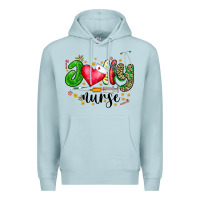 Blue Mist Jolly Nurse Black Premium Hoodie - CowhideDigitalArt