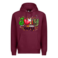 Burgundy Jolly Nurse Black Premium Hoodie - CowhideDigitalArt
