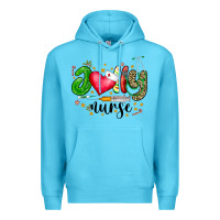 Ocean Blue Jolly Nurse Black Premium Hoodie - CowhideDigitalArt