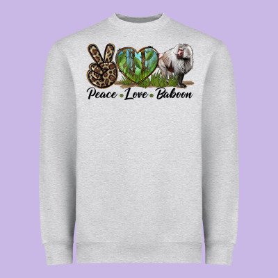 Leopard Peace Love Baboon Heavyweight Sweatshirt Designed By Lillyallendesigns