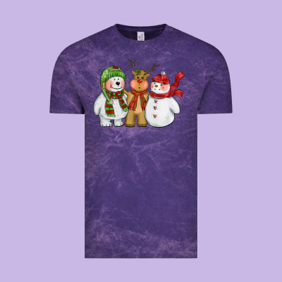 Christmas Polar Bear Reindeer And Snowman Vintage Tee Designed By Cowgirlartshop