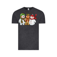 Vintage Black christmas polar bear reindeer and snowman Vintage Tee - CowGirlArtShop