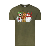 Vintage Olive christmas polar bear reindeer and snowman Vintage Tee - CowGirlArtShop