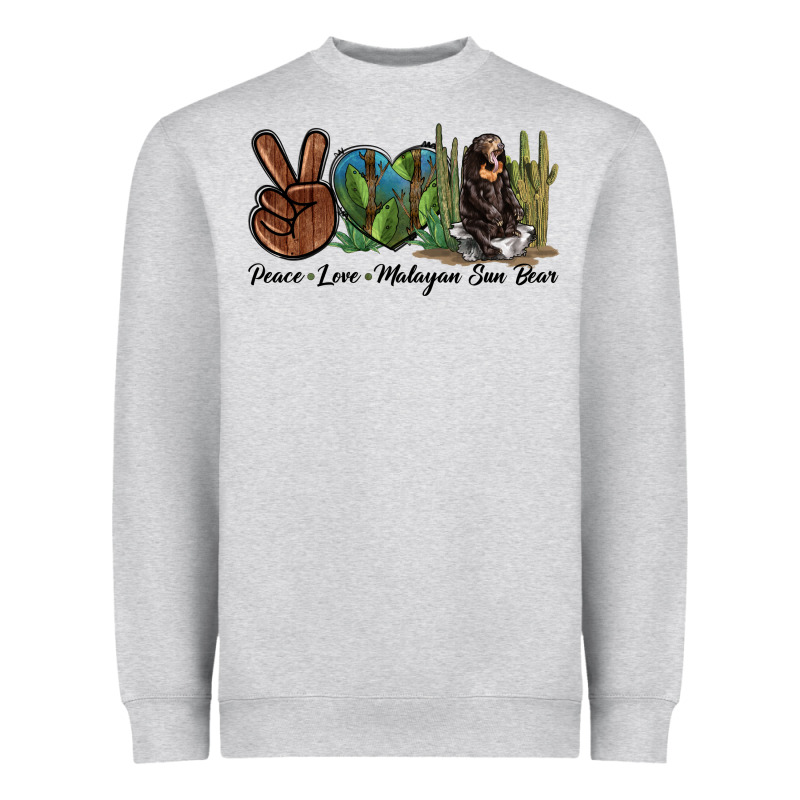 Peace Love Malayan Sun Bear Heavyweight Sweatshirt by LillyAllenDesigns | Teevron