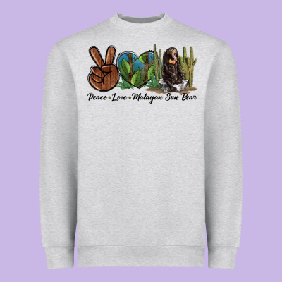 Peace Love Malayan Sun Bear Heavyweight Sweatshirt Designed By Lillyallendesigns