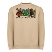 Mushroom Peace Love Malayan Sun Bear Heavyweight Sweatshirt - LillyAllenDesigns