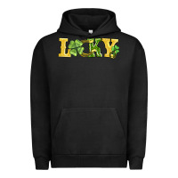 Pigment Black lucky horseshoe and four leaf clover Urban Hoodie - AdoDesignShop