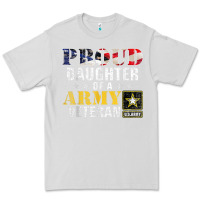 Dove Grey proud daughter of a army veteran american flag military gift Premium Tee - longCreatives