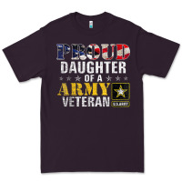 Plum proud daughter of a army veteran american flag military gift Premium Tee - longCreatives