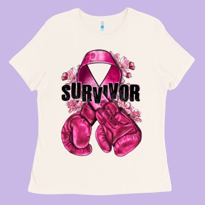 Survivor Breast Cancer With Boxing Gloves Ladies Tee Designed By Nancycooperartshop