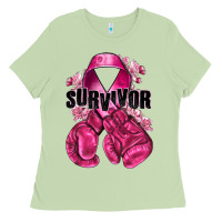 Matcha Survivor Breast Cancer with boxing gloves Ladies Tee - NancyCooperArtShop