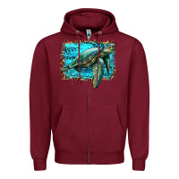Burgundy sea turtle with background Zipper Hoodie - Artiststas