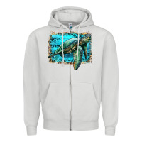 Dove Grey sea turtle with background Zipper Hoodie - Artiststas