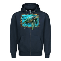 Navy sea turtle with background Zipper Hoodie - Artiststas