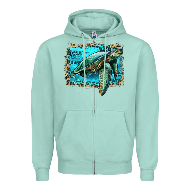 Sea Turtle With Background Zipper Hoodie by Artiststas | Teevron