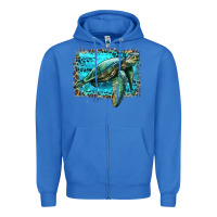 True Royal sea turtle with background Zipper Hoodie - Artiststas