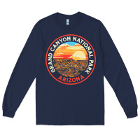 Navy Vintage Grand Canyon National Park Retro 80s Graphic Long Sleeve Tee - longCreatives