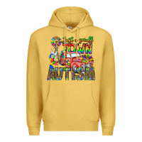 Antique Gold Just a Girl Small Town Autism Premium Hoodie - CowhideDigitalArt