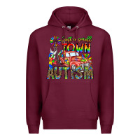 Burgundy Just a Girl Small Town Autism Premium Hoodie - CowhideDigitalArt