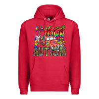 Cardinal Just a Girl Small Town Autism Premium Hoodie - CowhideDigitalArt