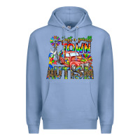 Colony Blue Just a Girl Small Town Autism Premium Hoodie - CowhideDigitalArt