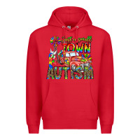 Red Just a Girl Small Town Autism Premium Hoodie - CowhideDigitalArt