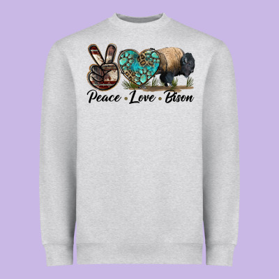 Peace Llve Bison Heavyweight Sweatshirt Designed By Lillyallendesigns