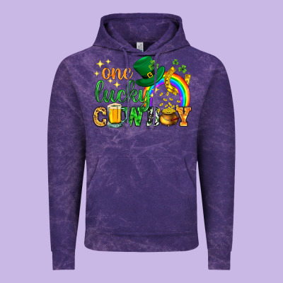 One Lucky Cowboy St. Patricks Day Vintage Hoodie Designed By Howdyjamesfarm