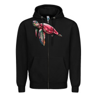 Black sea turtle pink glitter Zipper Hoodie - Artiststas