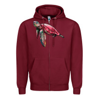 Burgundy sea turtle pink glitter Zipper Hoodie - Artiststas