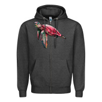 Charcoal Heather sea turtle pink glitter Zipper Hoodie - Artiststas