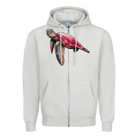 Dove Grey sea turtle pink glitter Zipper Hoodie - Artiststas
