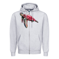 Heather Grey sea turtle pink glitter Zipper Hoodie - Artiststas