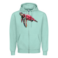 Seafoam sea turtle pink glitter Zipper Hoodie - Artiststas