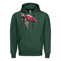 Sports Green sea turtle pink glitter Zipper Hoodie - Artiststas