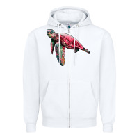 White sea turtle pink glitter Zipper Hoodie - Artiststas